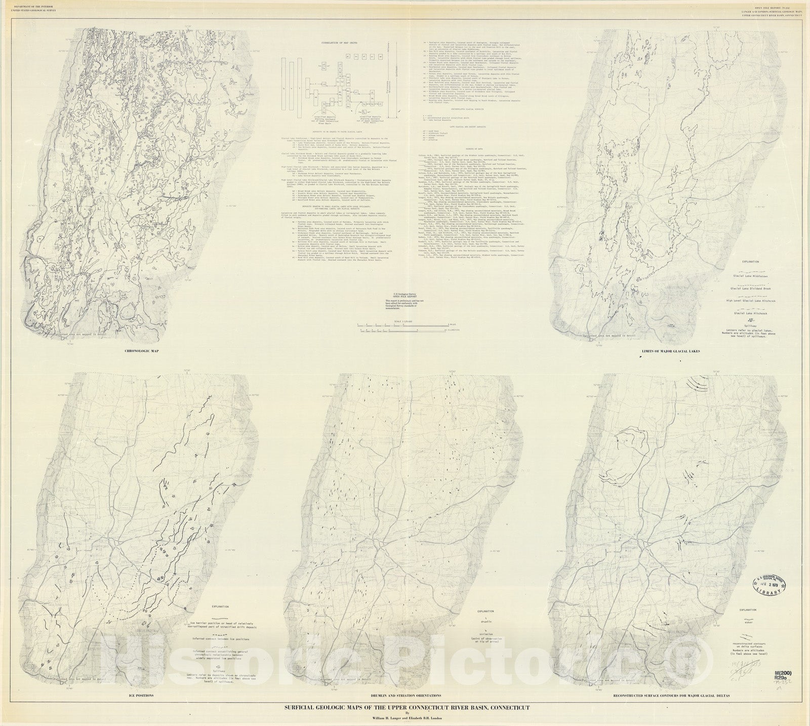 Map : Surficial geologic maps of the upper Connecticut River Basin, Connecticut, 1979 Cartography Wall Art :