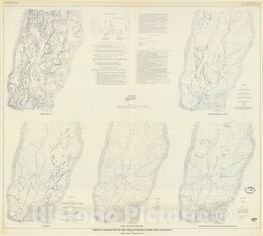 Map : Surficial geologic maps of the upper Connecticut River Basin, Connecticut, 1979 Cartography Wall Art :