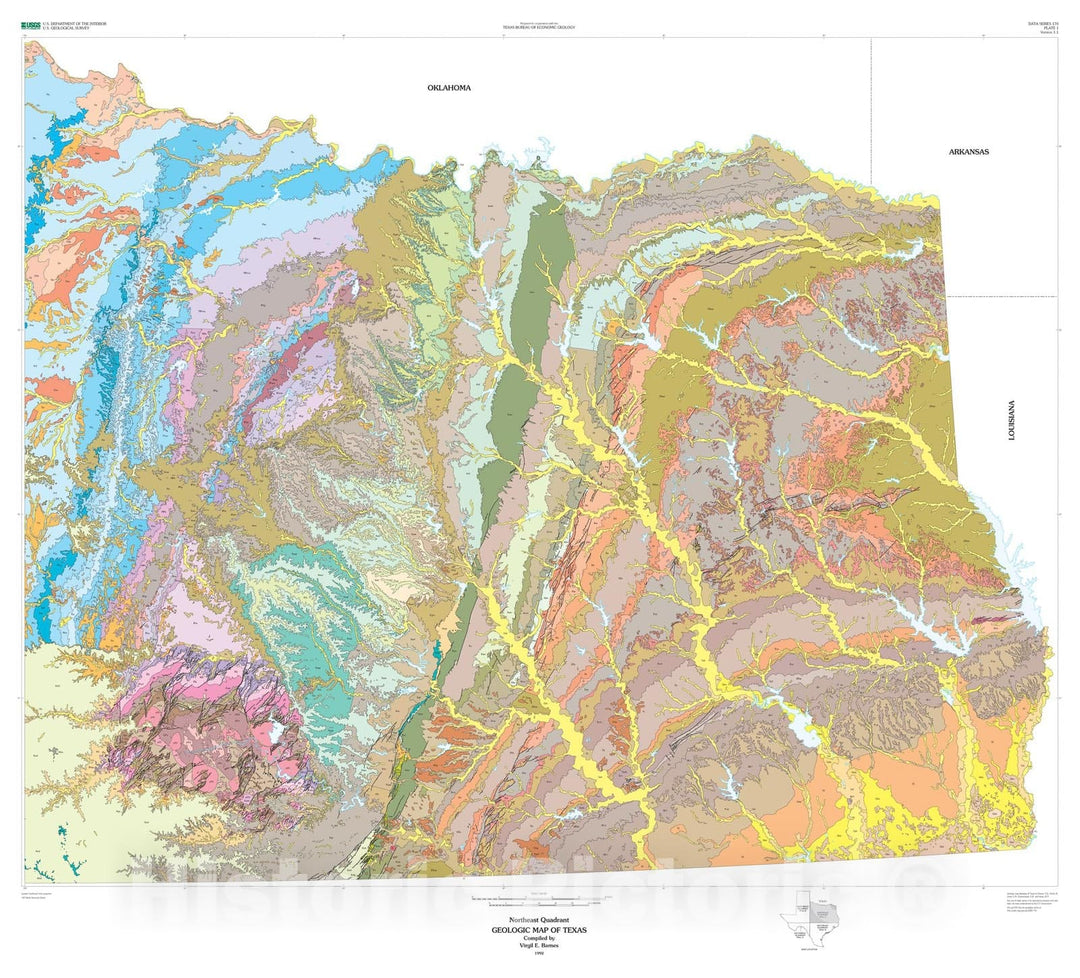 Map : Geologic map database of Texas, 2006 Cartography Wall Art :