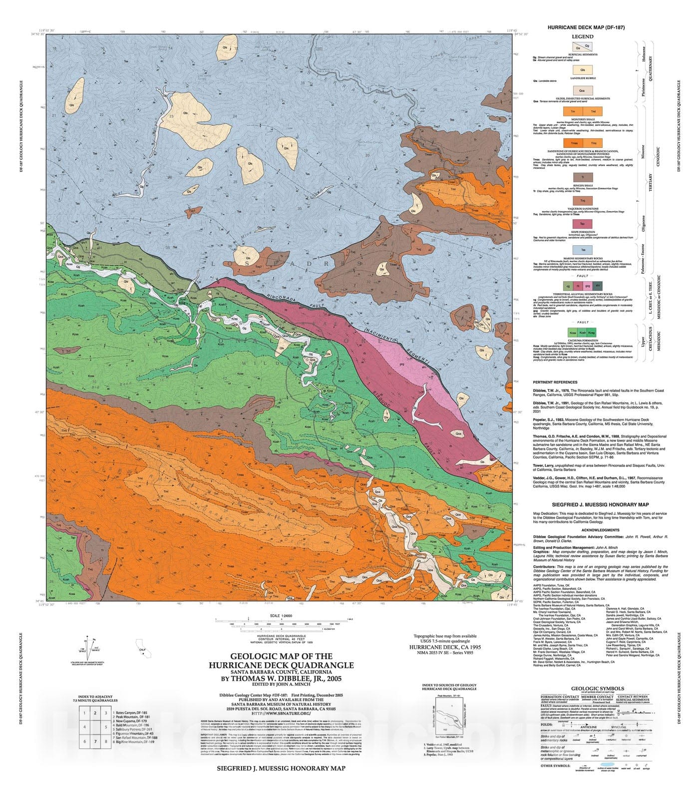 Map : Geologic map of the Hurricane Deck quadrangle, Santa Barbara County, California, 2005 Cartography Wall Art :