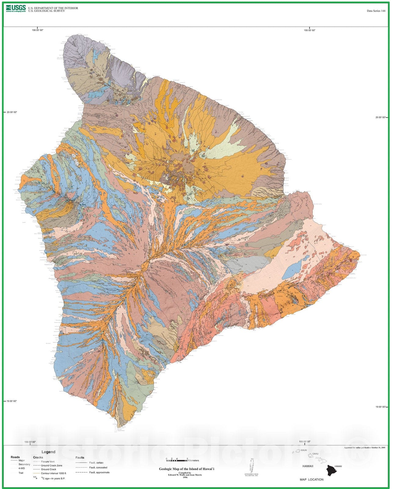 Map : Digital database of the geologic map of the Island of Hawai'i, 2006 Cartography Wall Art :