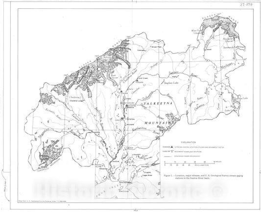 Map : Sediment discharge data for the Susitna River Basin, 1981-82 (Alaska), 1983 Cartography Wall Art :
