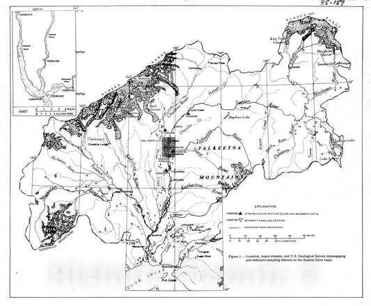 Map : Sediment discharge data for selected sites in the Susitna River Basin, Alaska, October 1982 to February 1984, 1985 Cartography Wall Art :
