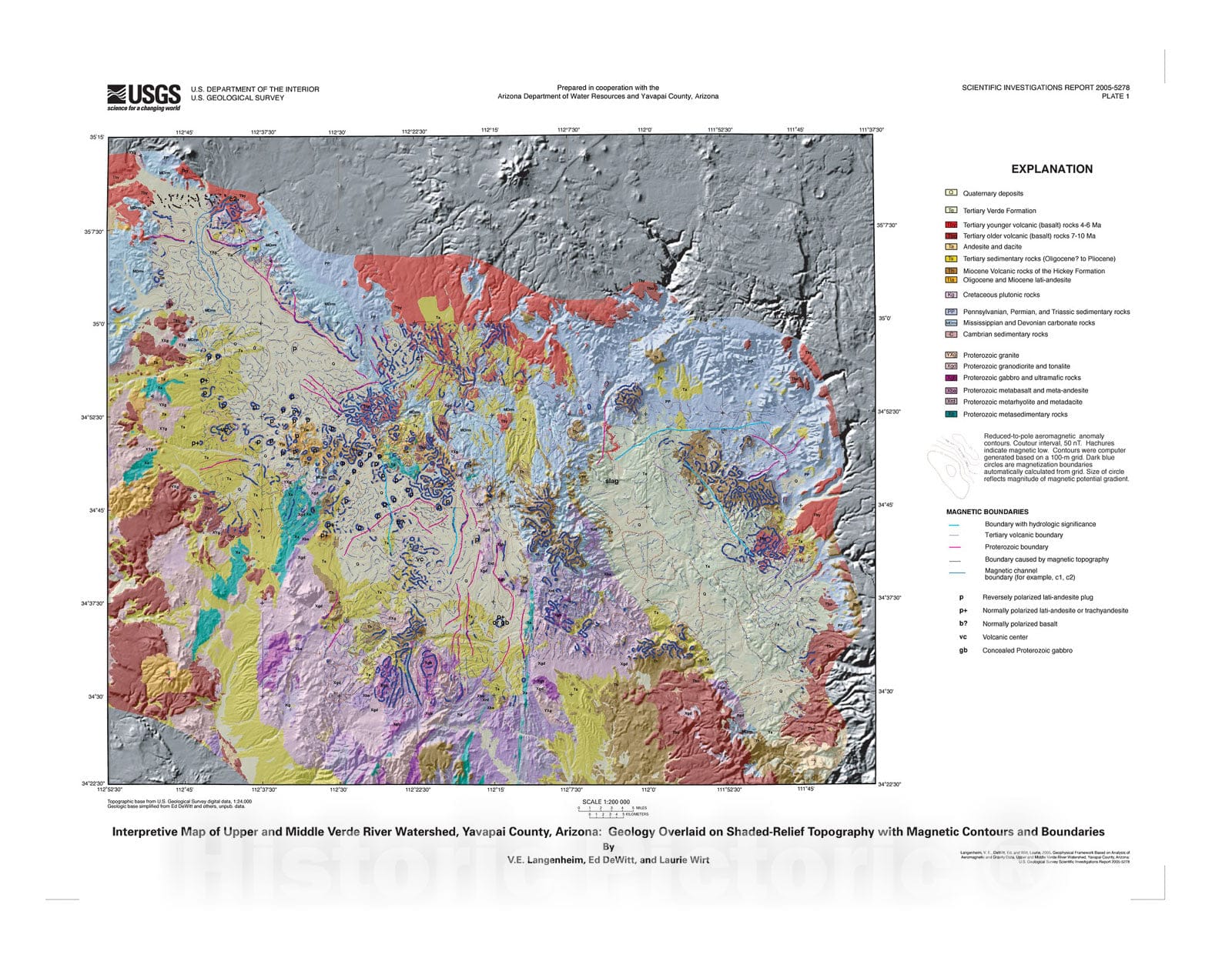 Map : Geophysical framework based on analysis of aeromagnetic and gravity data, upper and middle Verde River watershed, Yavapai County, Arizona, 2006 Cartography Wall Art :