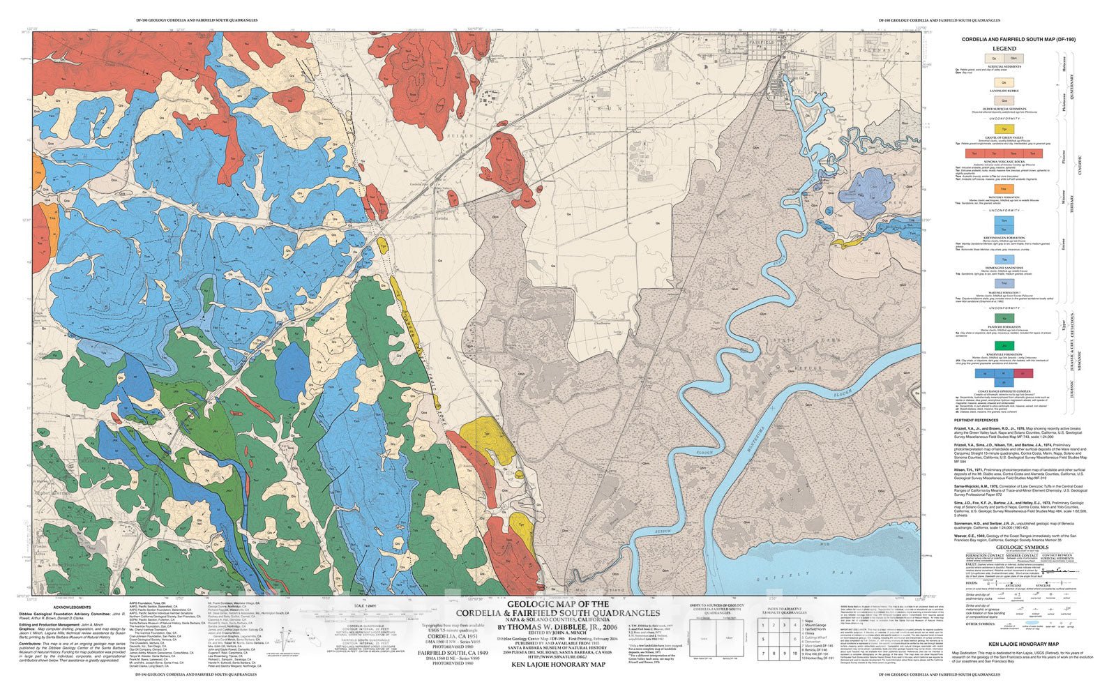 Map : Geologic map of the Cordelia & Fairfield South quadrangles, Napa & Solano Counties, California, 2006 Cartography Wall Art :