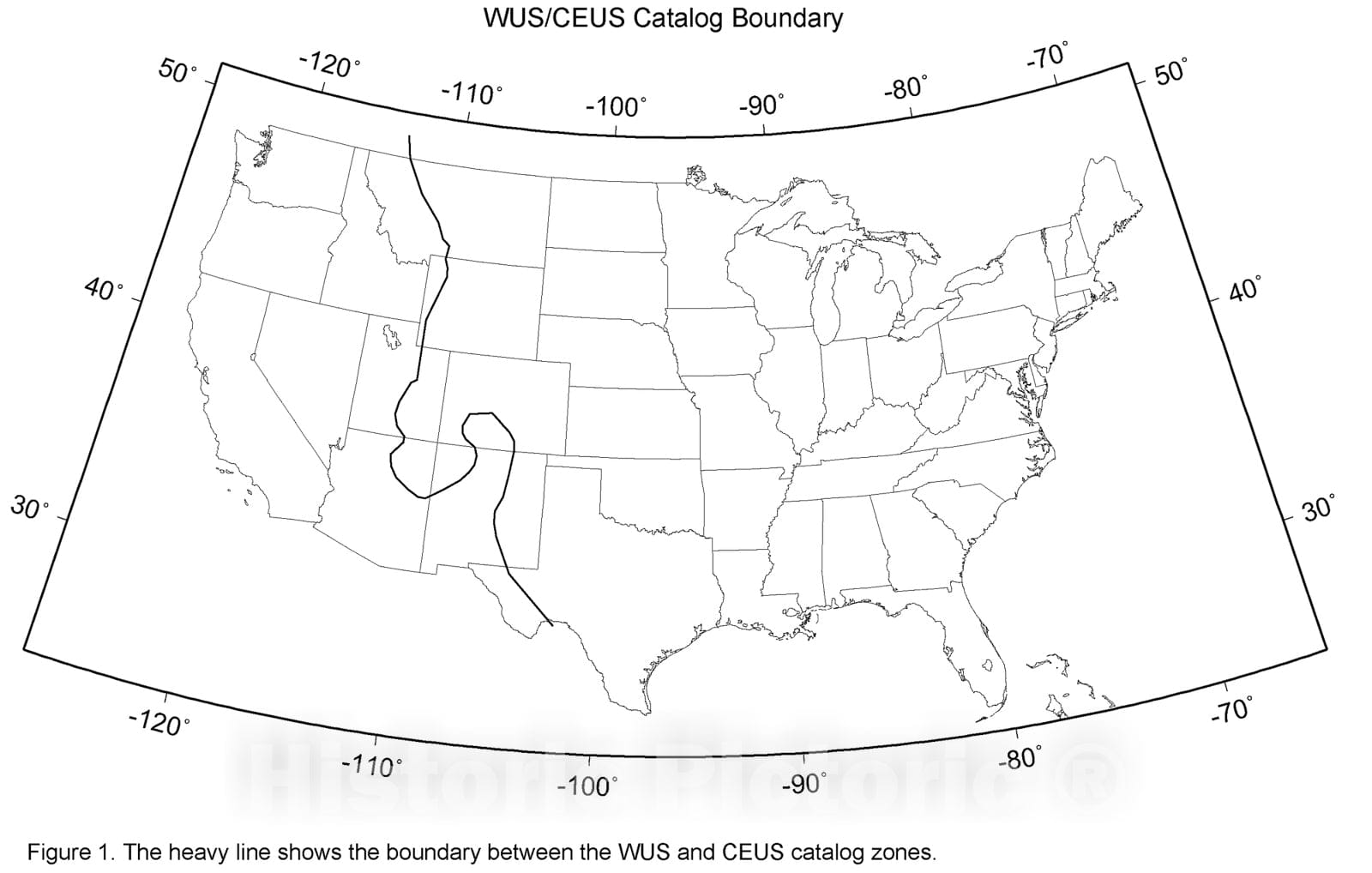 Map : Preparation of earthquake catalogs for the National Seismic-Hazard Maps:  contiguous forty-eight states, 1997 Cartography Wall Art :