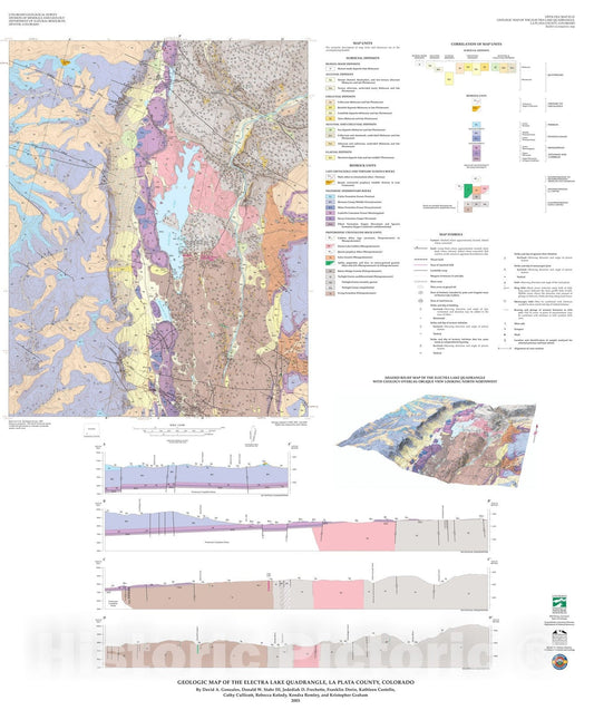 Map : Geologic Map of the Electra Lake Quadrangle, La Plata County, Colorado, 2004 Cartography Wall Art :