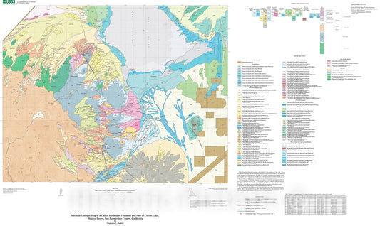 Map : Preliminary surficial geologic map of a Calico Mountains Piedmont and part of Coyote Lake, Mojave Desert, San Bernardino County, California, 2006 Cartography Wall Art :