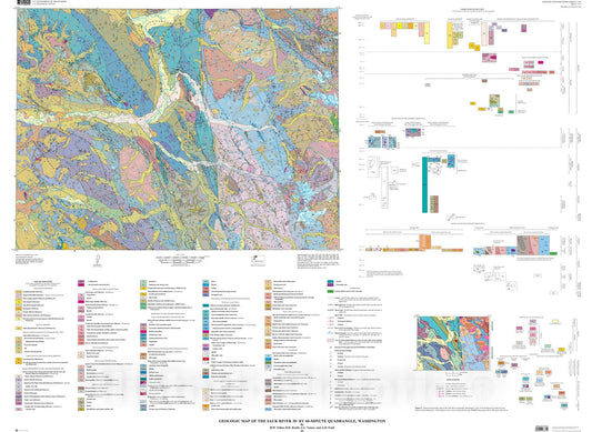 Map : Database for the geologic map of the Sauk River 30-minute by 60-minute quadrangle, Washington, 2006 Cartography Wall Art :