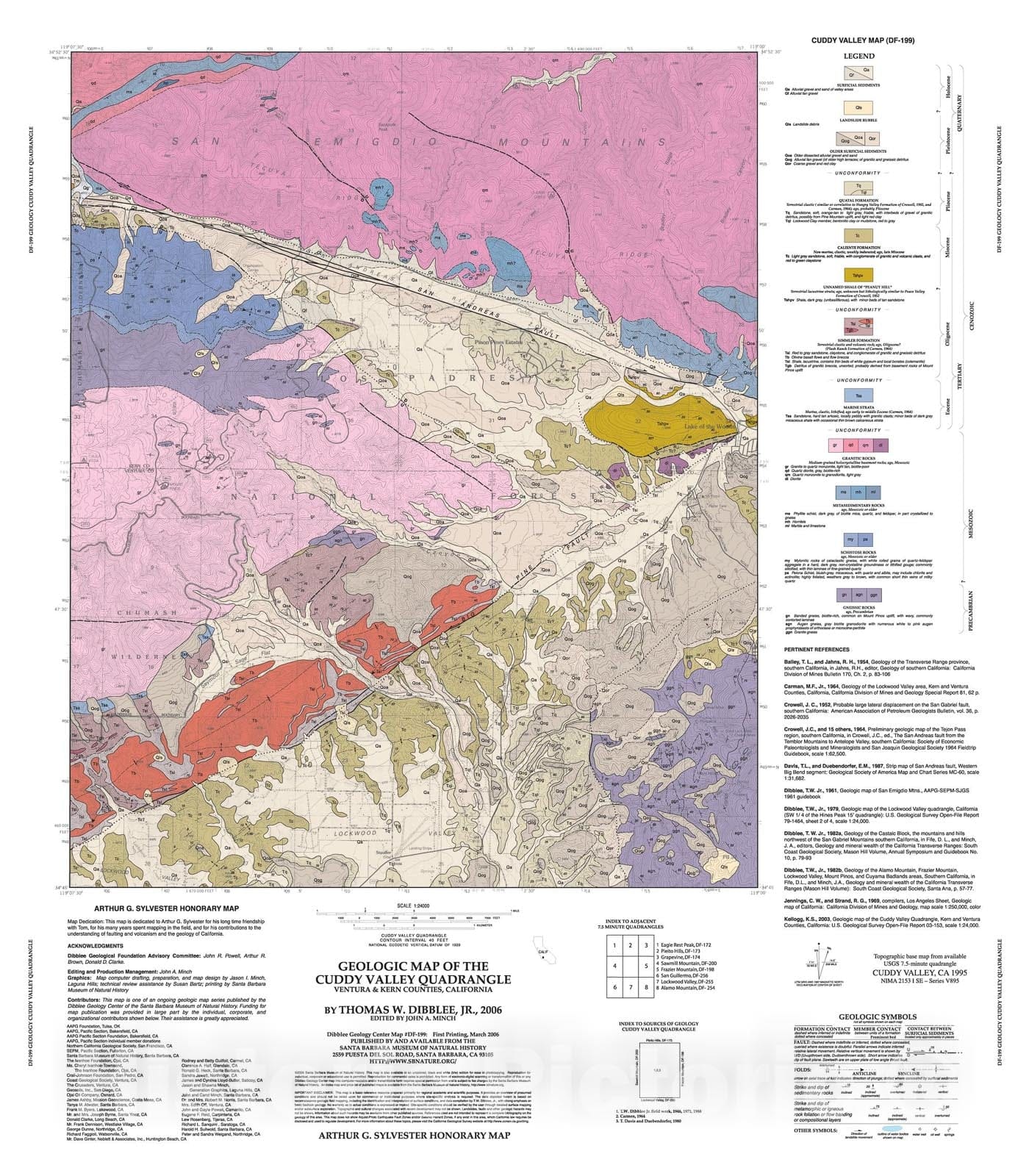 Map : Geologic map of the Cuddy Valley quadrangle,  Ventura & Kern Counties, California, 2006 Cartography Wall Art :