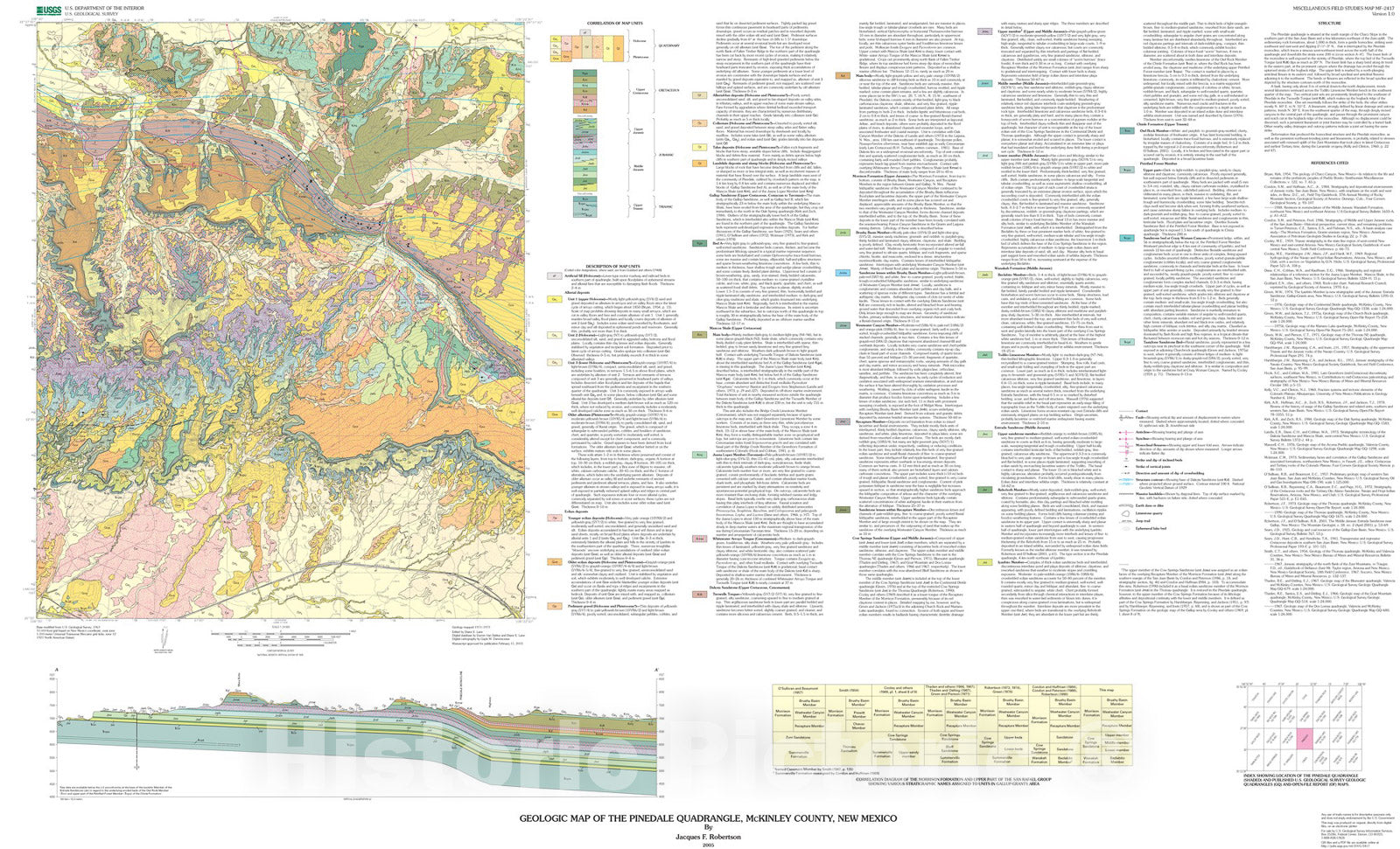 Map : Geologic map of the Pinedale quadrangle, McKinley County, New Mexico, 2006 Cartography Wall Art :