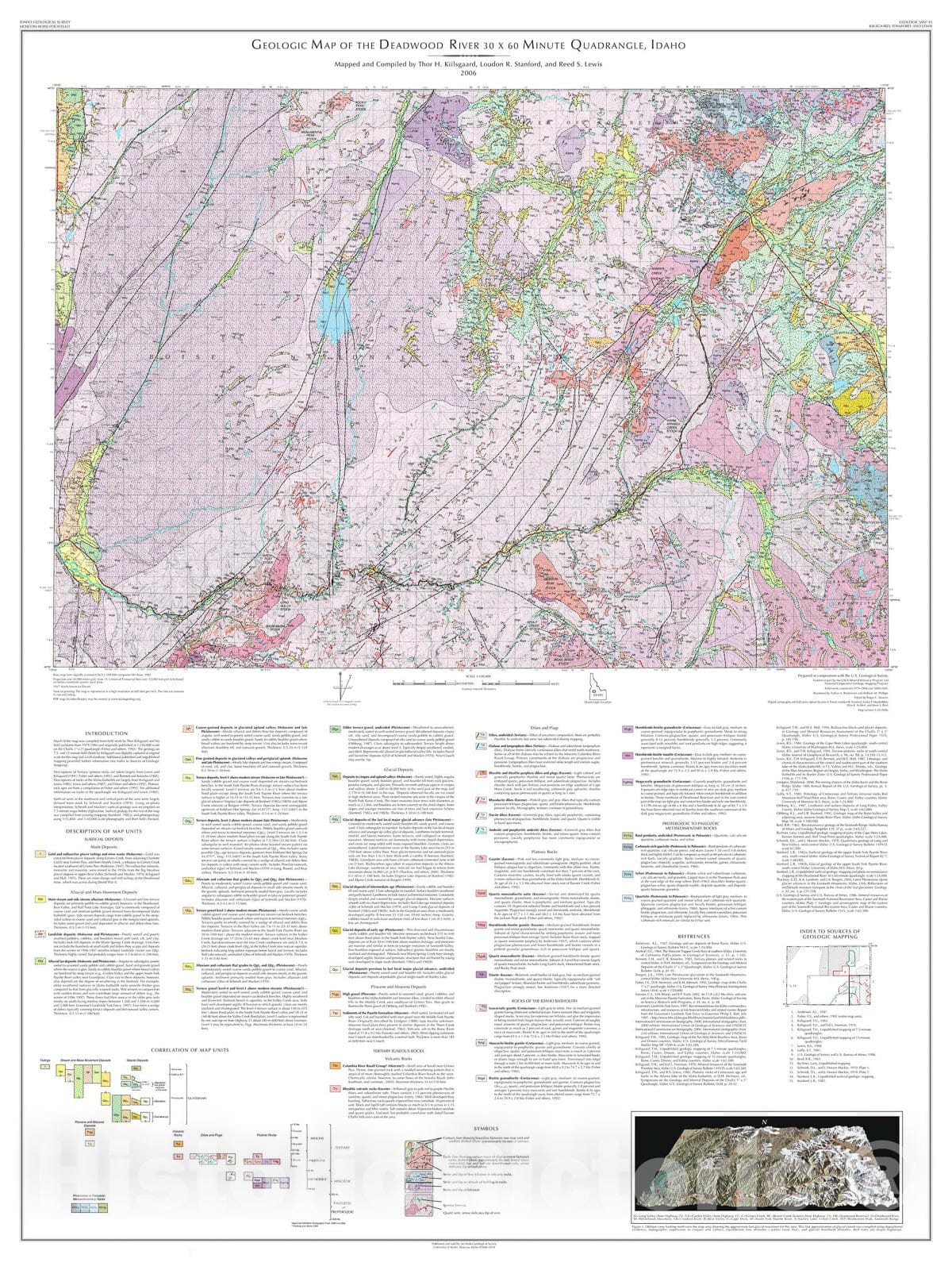 Map : Geologic Map of the Deadwood River thirty x sixty Minute Quadrangle, Idaho, 2006 Cartography Wall Art :