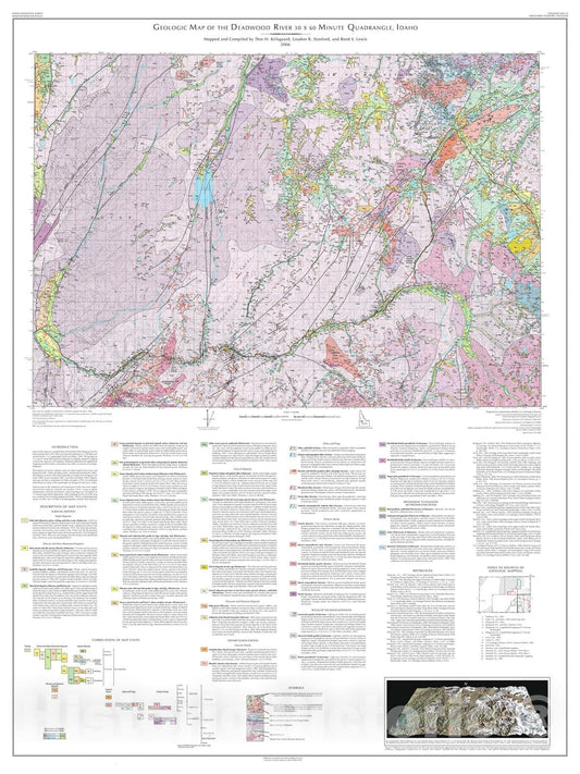 Map : Geologic Map of the Deadwood River thirty x sixty Minute Quadrangle, Idaho, 2006 Cartography Wall Art :