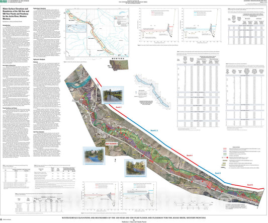 Map : Water-surface elevations and boundaries of the 100-year and 500-year floods and floodway for the Jocko River, western Montana, 2006 Cartography Wall Art :