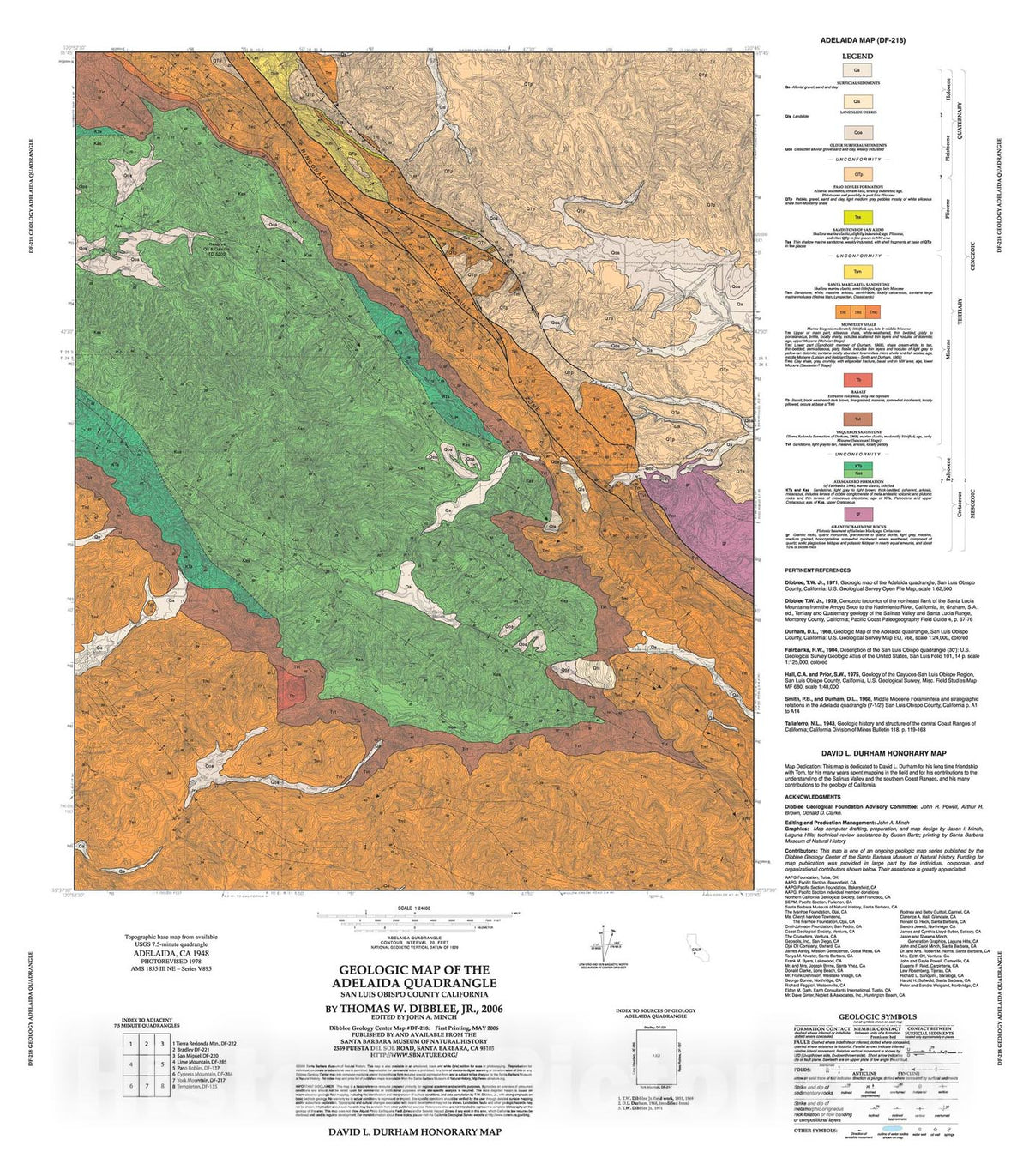 Map : Geologic map of the Adelaida quadrangle, San Luis Obispo County, California, 2006 Cartography Wall Art :