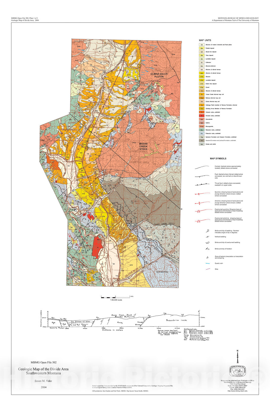 Map : Geologic map of the Divide area, southwest Montana, 2004 Cartography Wall Art :