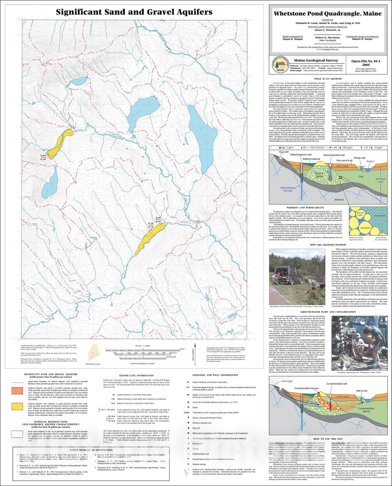 Map : Significant sand and gravel aquifers in the Whetstone Pond quadrangle, Maine, 2005 Cartography Wall Art :