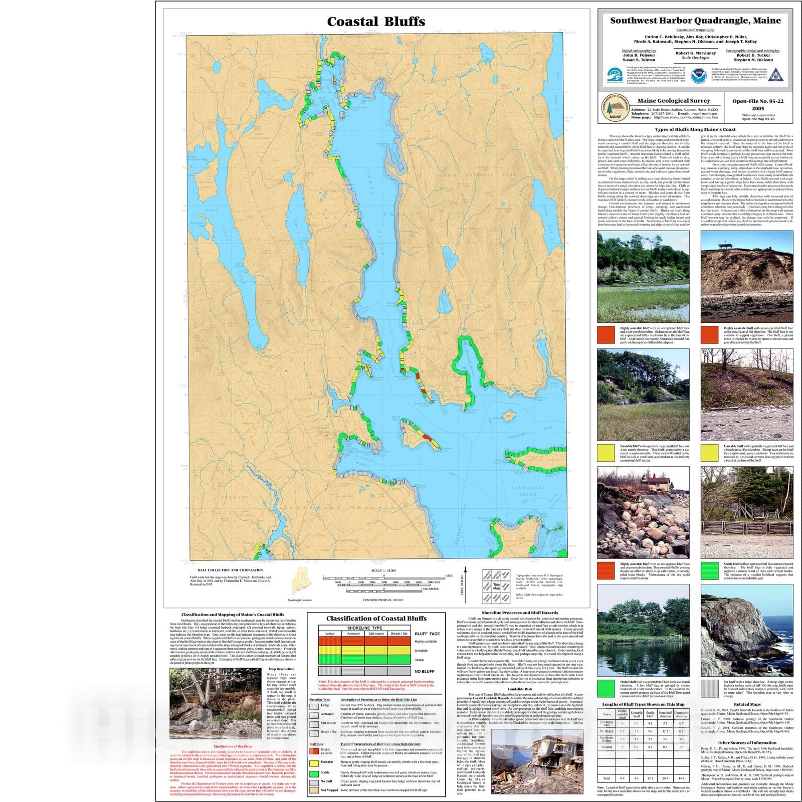 Map : Coastal bluffs in the Southwest Harbor quadrangle, Maine, 2005 Cartography Wall Art :