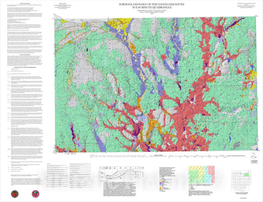 Map : Surficial geology of the Cleveland South thirty x sixty minute quadrangle, 2000 Cartography Wall Art :
