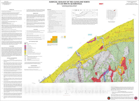 Map : Surficial geology of the Cleveland North thirty x sixty minute quadrangle (revised 2006), 2005 Cartography Wall Art :