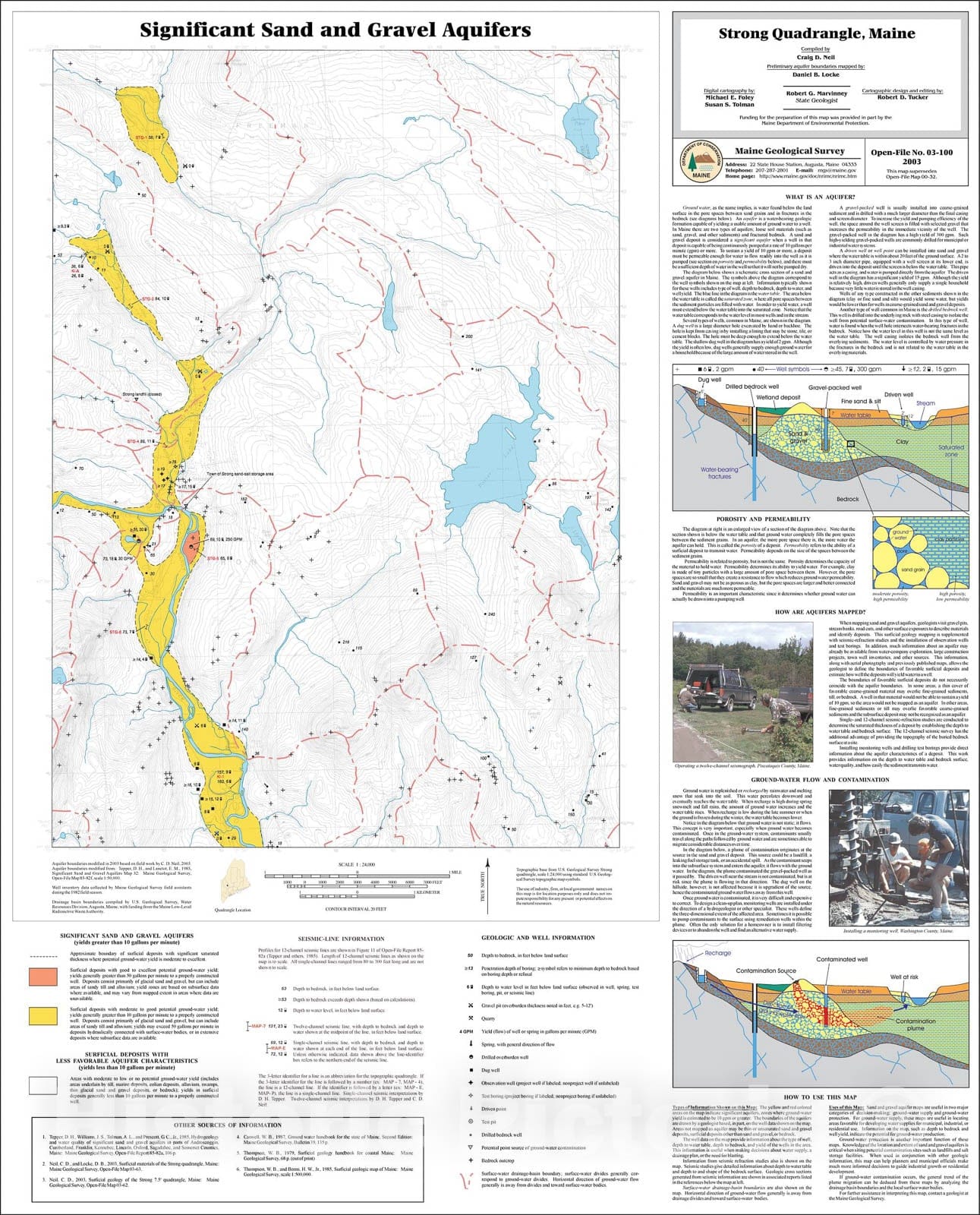Map : Significant sand and gravel aquifers in the Strong quadrangle, Maine, 2003 Cartography Wall Art :