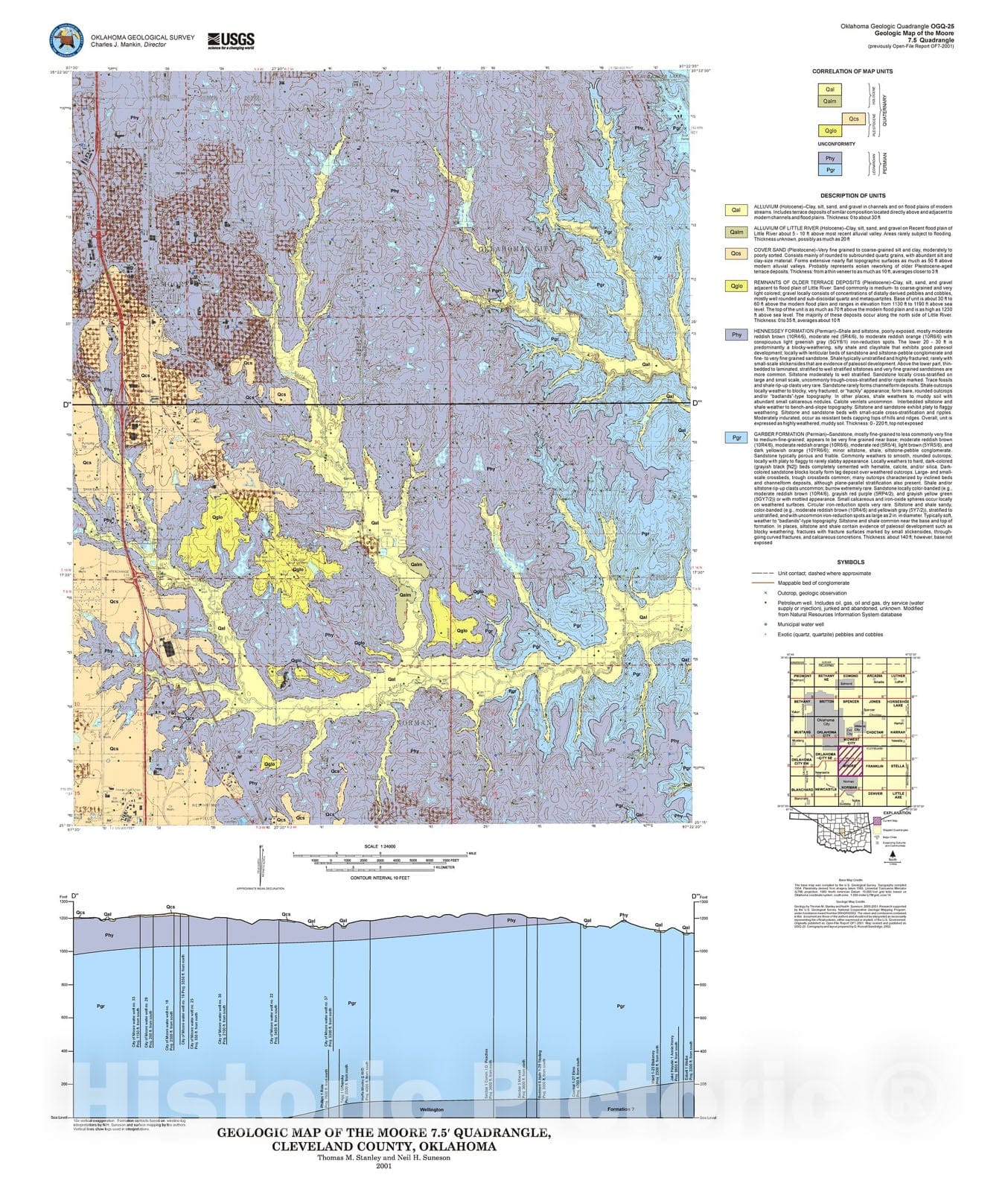 Map : Geologic map of the Moore 7.5' quadrangle, 2001 Cartography Wall Art :