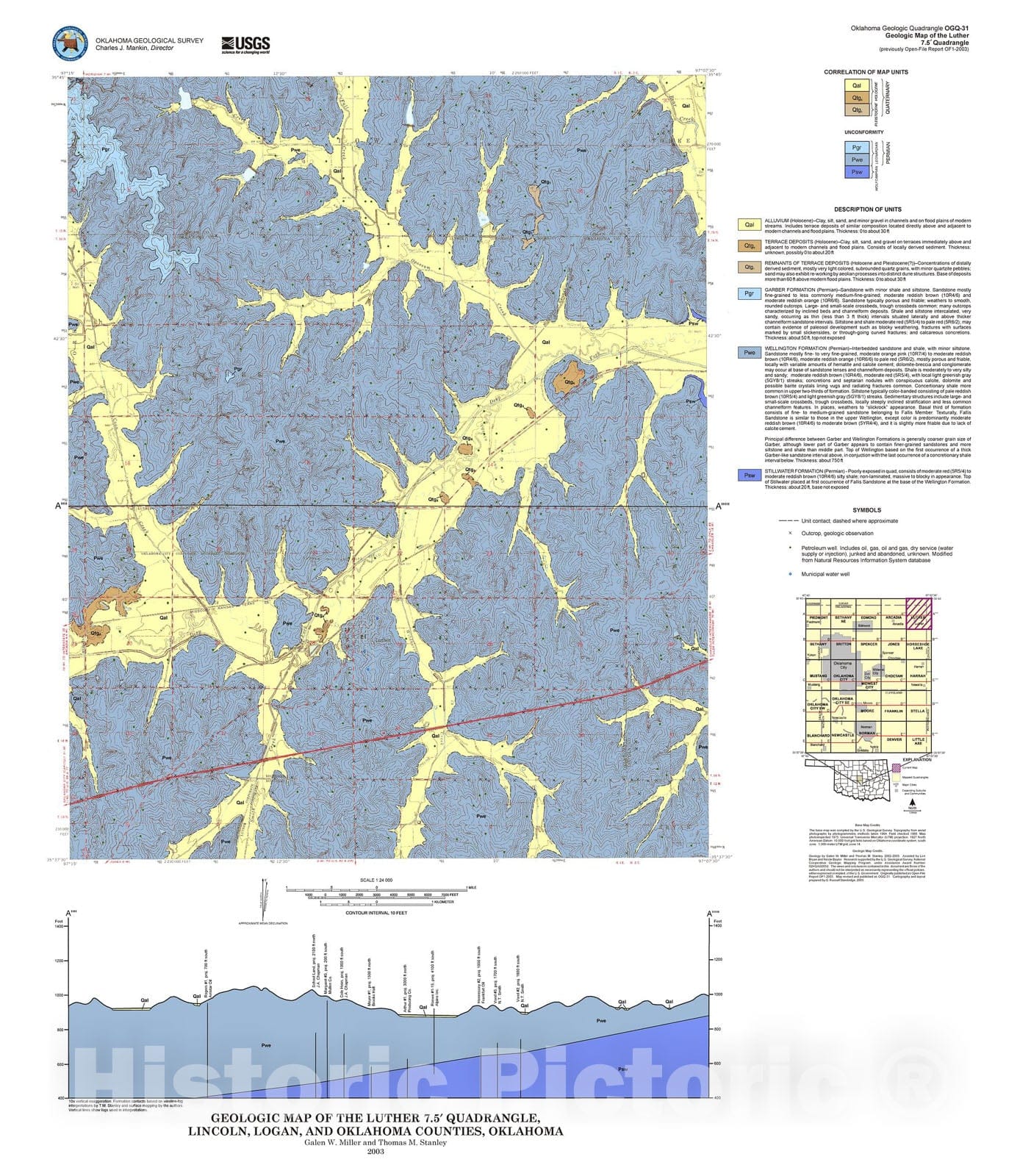 Map : Geologic map of the Luther 7.5' quadrangle, 2003 Cartography Wall Art :