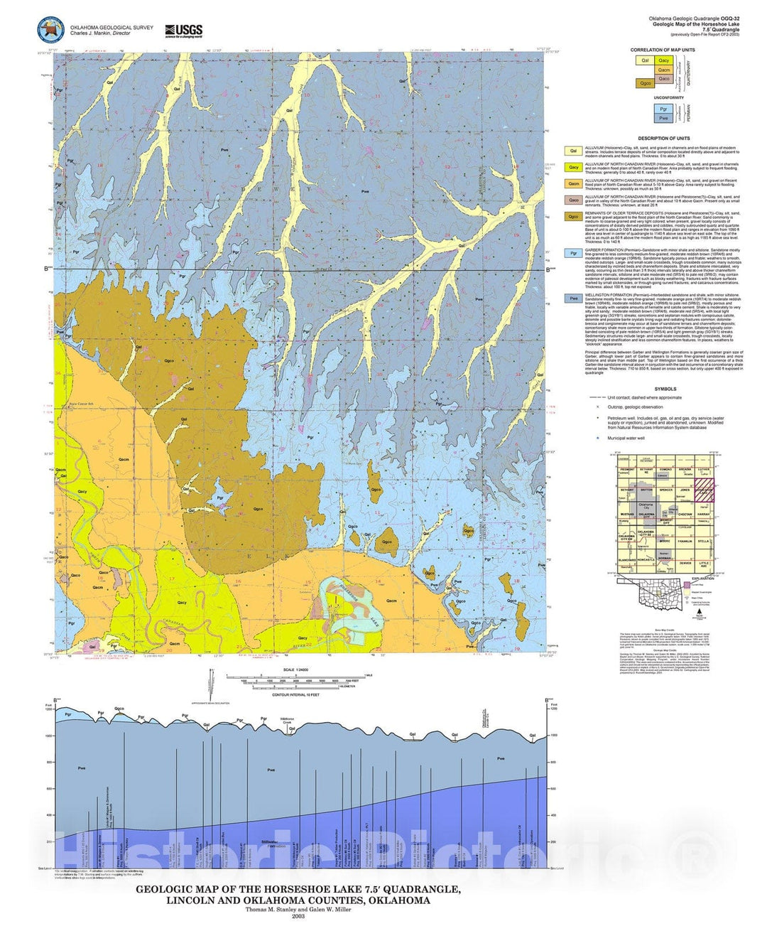 Map : Geologic map of the Horseshoe Lake 7.5' quadrangle, 2003 Cartography Wall Art :