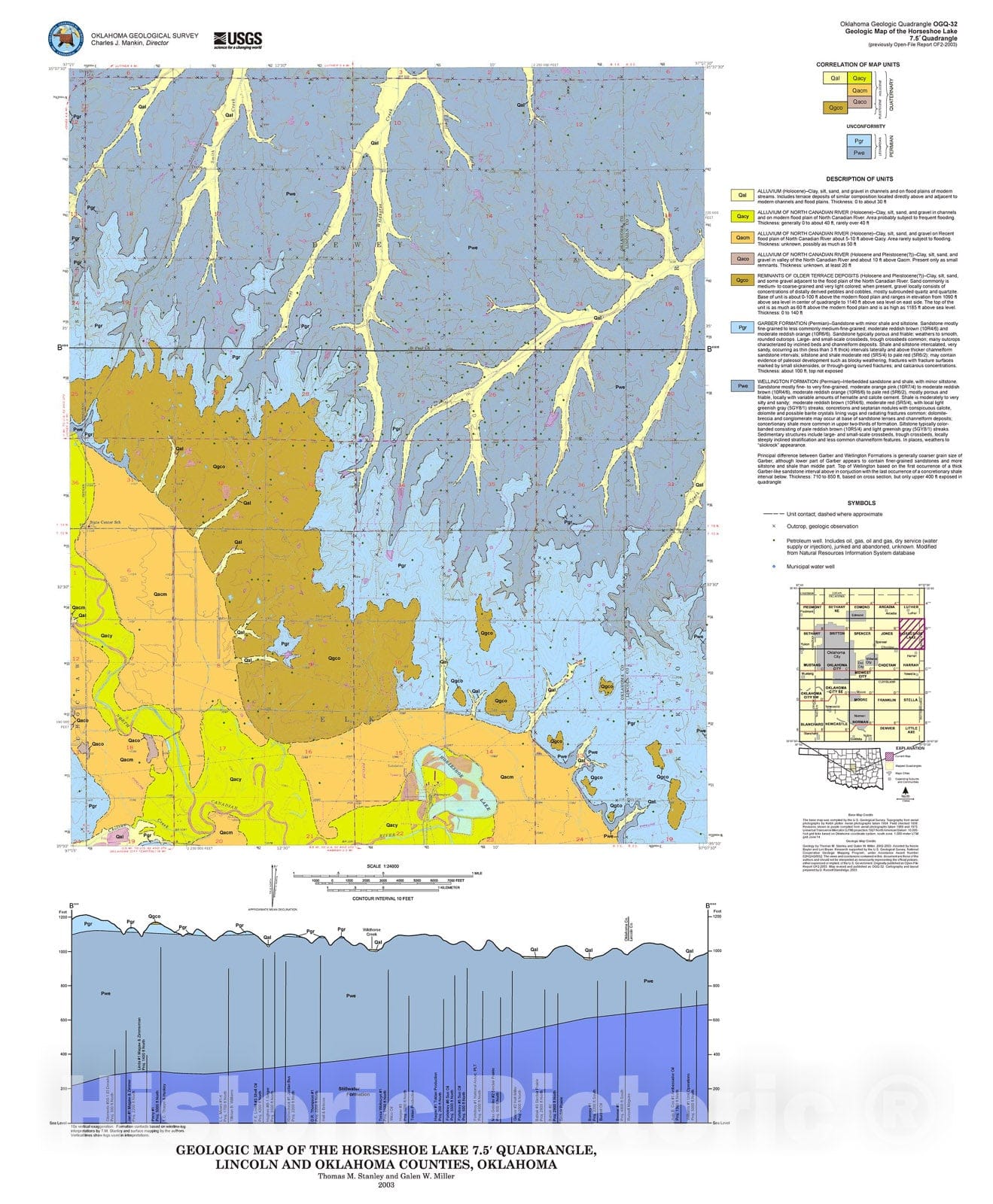 Map : Geologic map of the Horseshoe Lake 7.5' quadrangle, 2003 Cartography Wall Art :