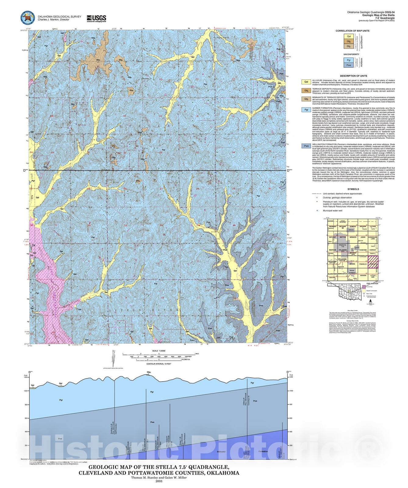 Map : Geologic map of the Stella 7.5' quadrangle, 2003 Cartography Wall Art :