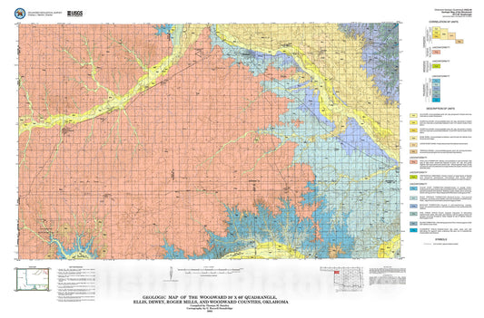 Map : Geologic map of the Woodward 30' x 60' quadrangle, 2003 Cartography Wall Art :