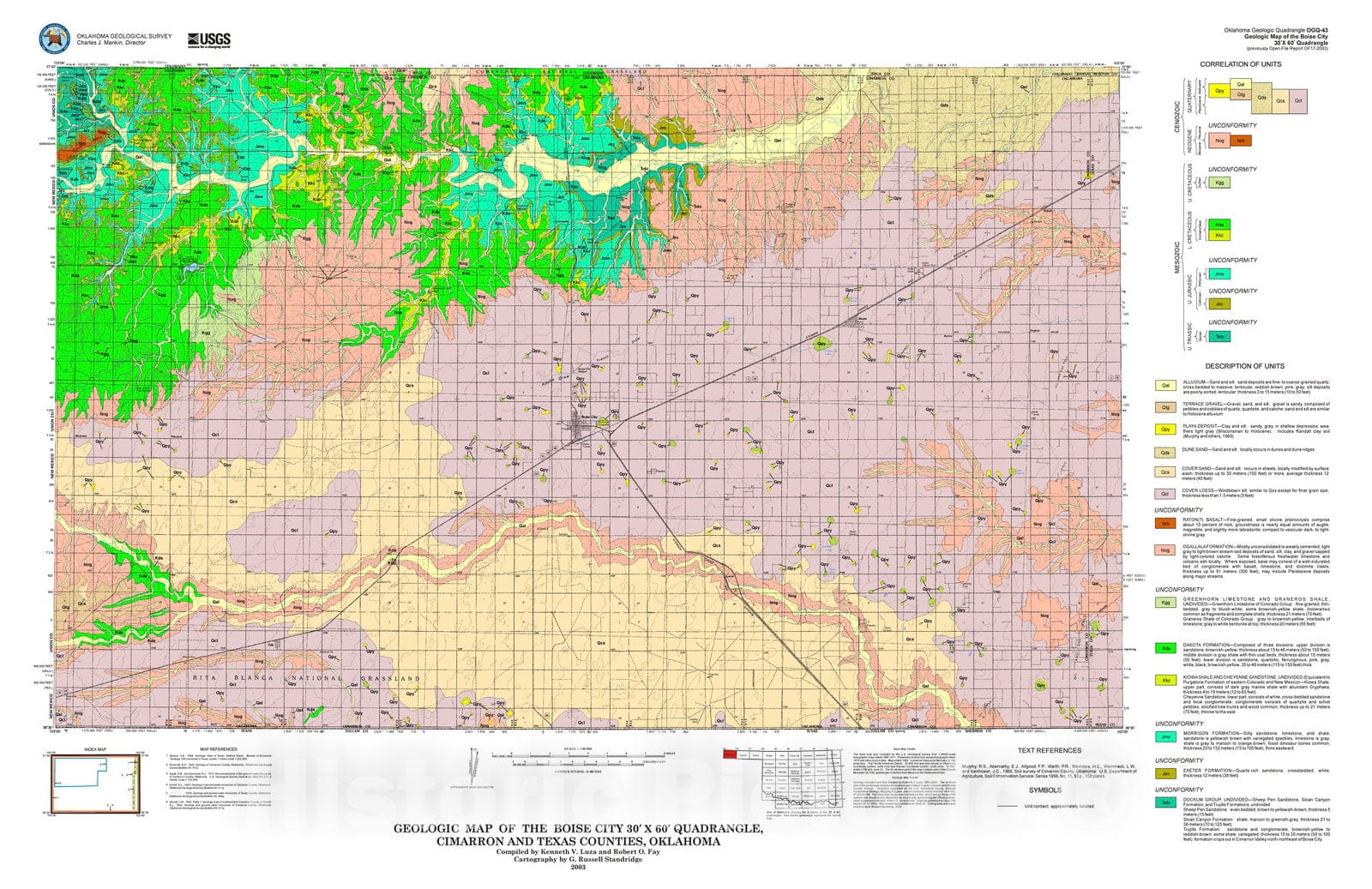 Map : Geologic map of the Boise City 30' x 60' quadrangle, 2003 Cartography Wall Art :
