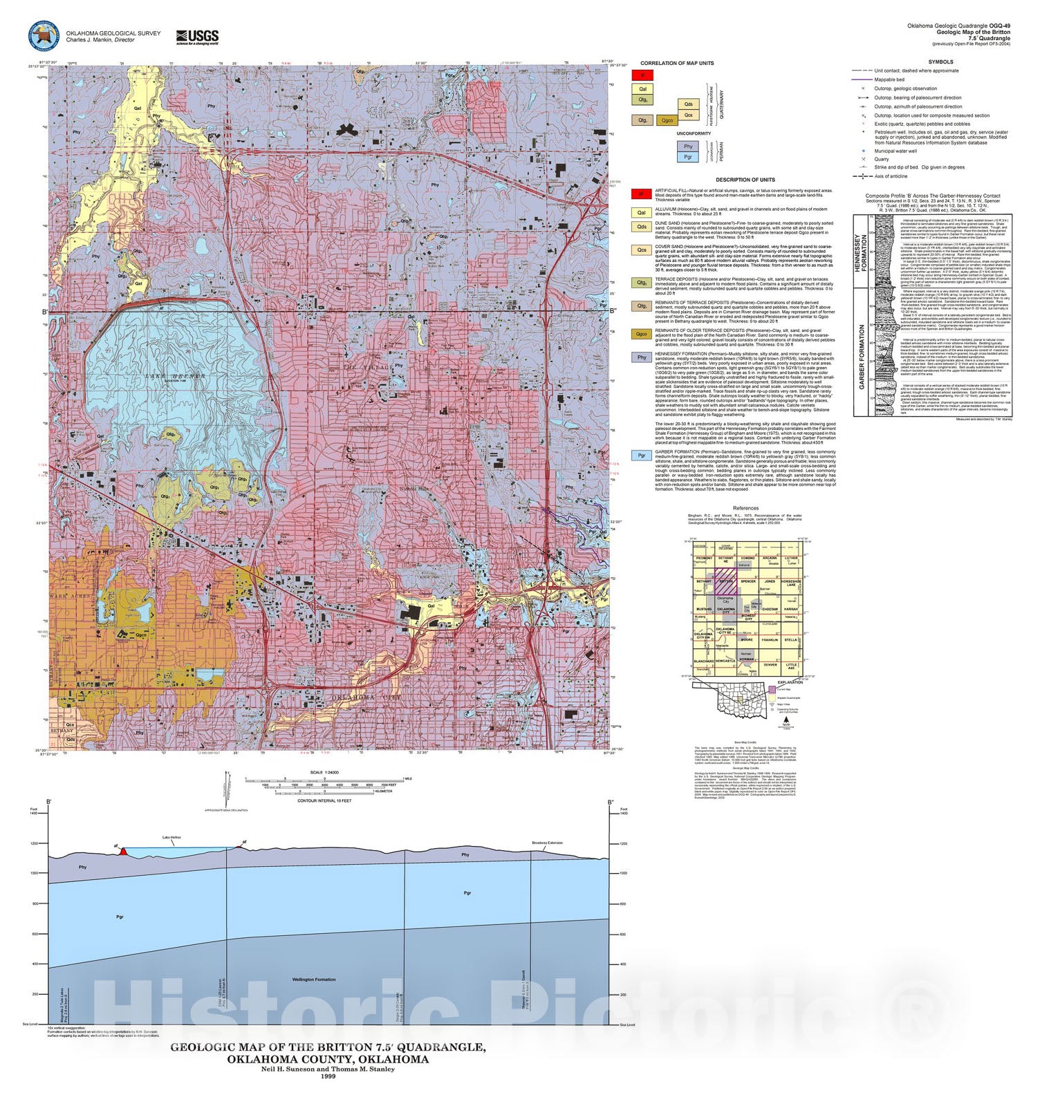 Map : Geologic map of the Britton 7.5' quadrangle, 2004 Cartography Wall Art :