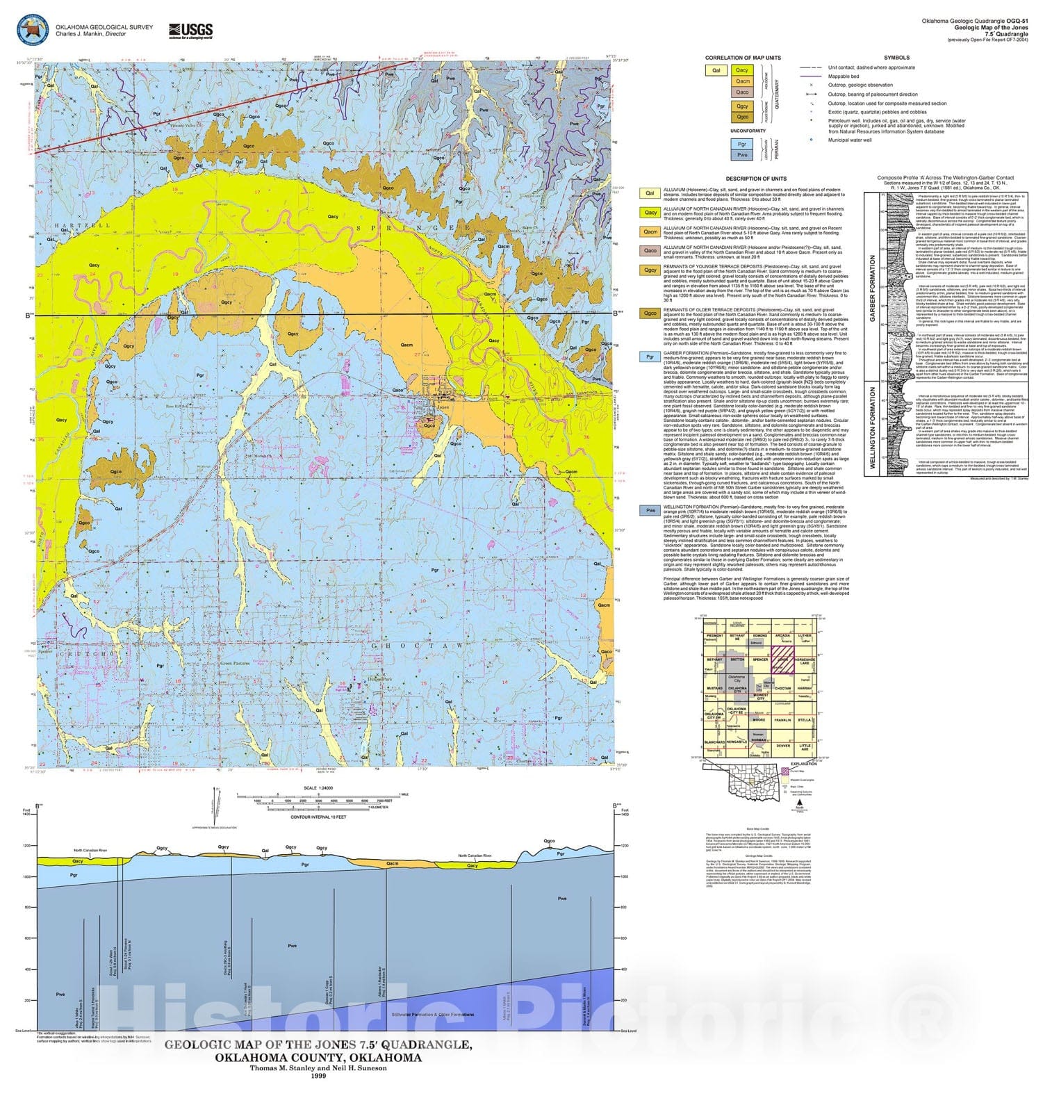 Map : Geologic map of the Jones 7.5' quadrangle, 2004 Cartography Wall Art :