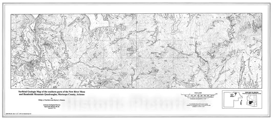 Map : Surficial geologic map of the southern parts of the New River Mesa and Humboldt Mountain quadrangles, Maricopa County, Arizona, 1996 Cartography Wall Art :