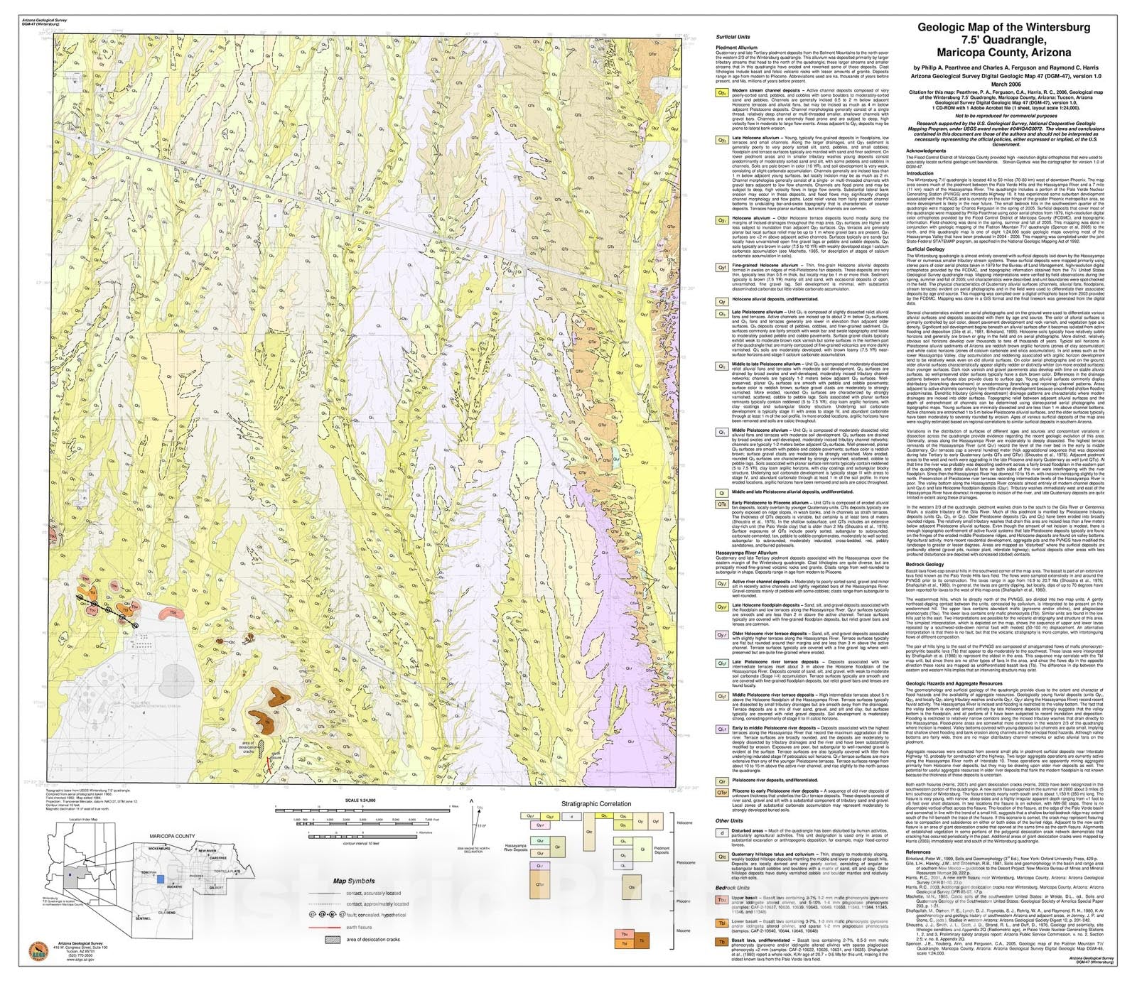 Map : Geologic map of the Wintersburg 7.5' Quadrangle, Maricopa County, Arizona, 2006 Cartography Wall Art :