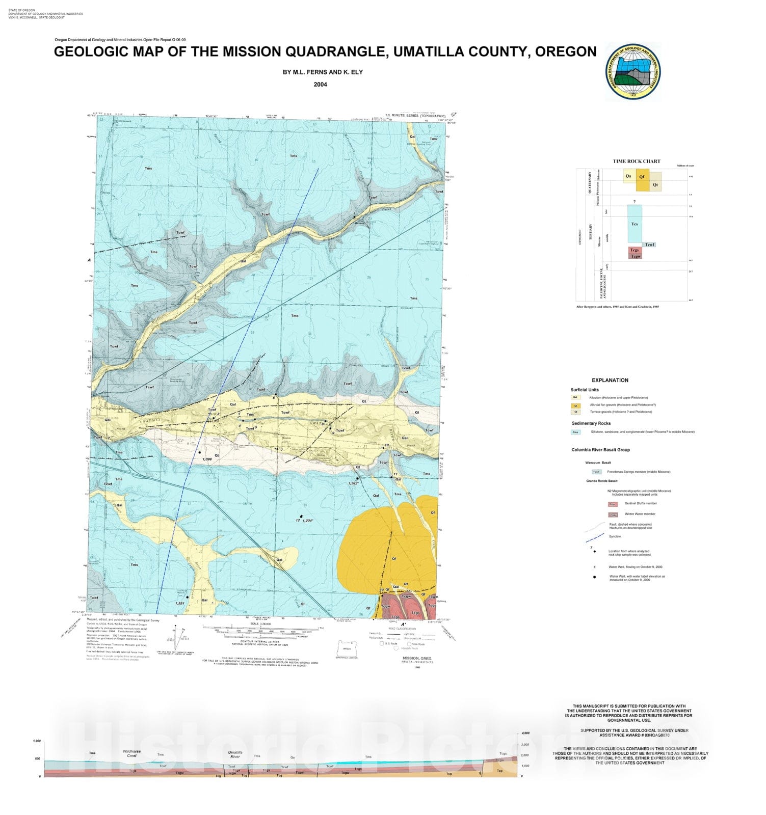 Map : Preliminary geologic map of the Mission 7.5' quadrangle, Umatilla County, Oregon, 2006 Cartography Wall Art :