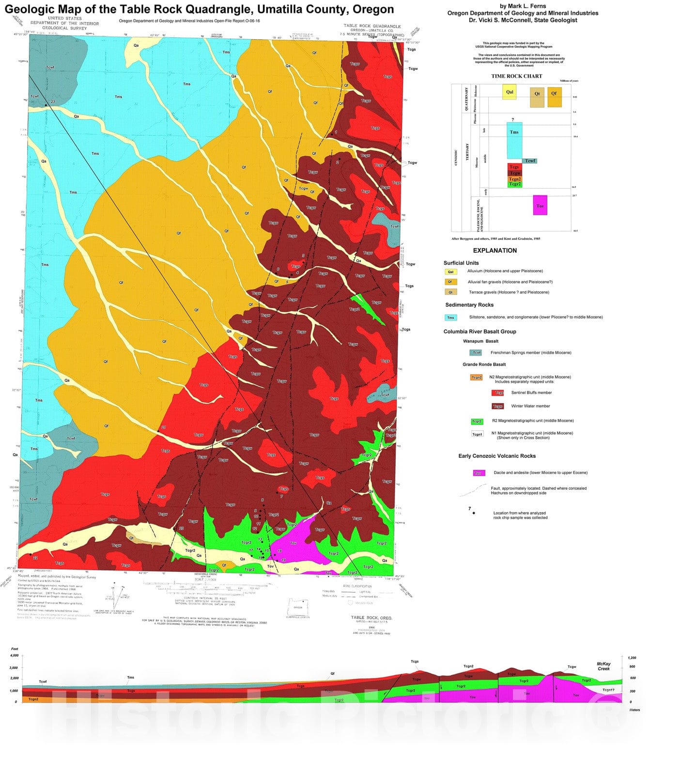 Map : Preliminary geologic map of the Table Rock 7.5' quadrangle, Umatilla County, Oregon, 2006 Cartography Wall Art :
