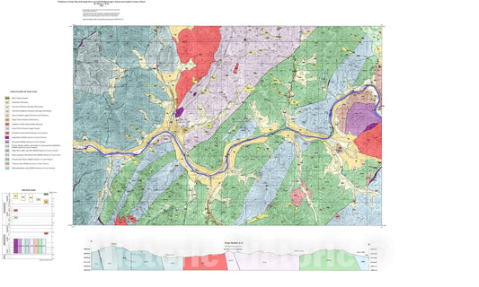 Map : Preliminary geologic map of the Gold Hill and Rogue River 7.5' quadrangles, Jackson and Josephine Counties, Oregon, 2006 Cartography Wall Art :