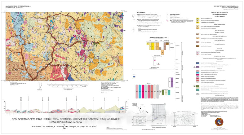 Map : Geologic map of the Big Hurrah area, northern half of the Solomon C-5 Quadrangle, Seward Peninsula, Alaska, 2005 Cartography Wall Art :