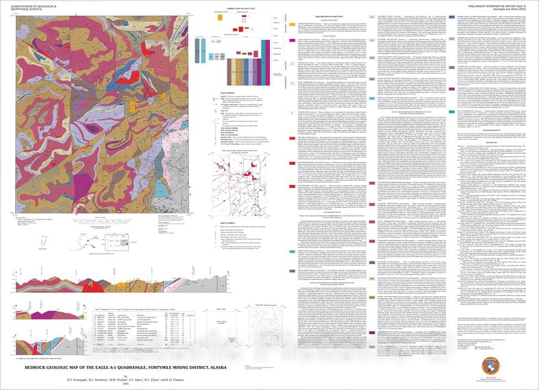 Map : Bedrock geologic map of the Eagle A-1 Quadrangle, Fortymile mining district, 2002 Cartography Wall Art :