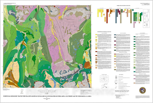 Map : Surficial geology of the Dalton Highway (Itkillik-Sagavanirktok rivers) area, southern Arctic foothills, Alaska, 2003 Cartography Wall Art :