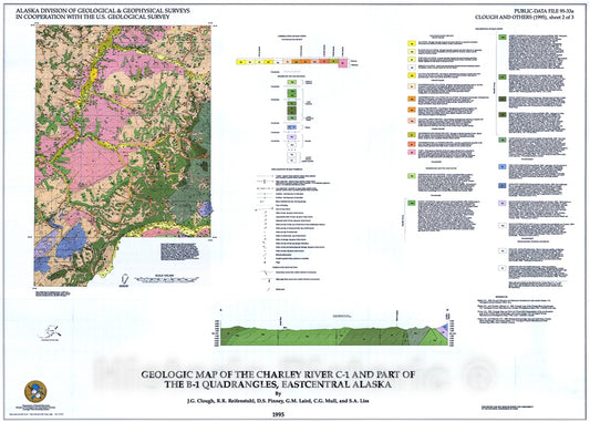 Map : Geologic map of the Charley River C-1 and part of the B-1 Quadrangle, east-central Alaska, 1995 Cartography Wall Art :