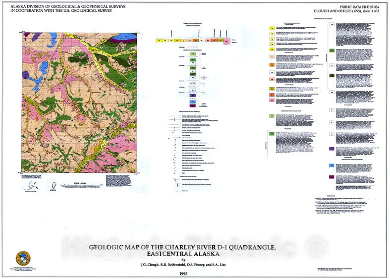 Map : Geologic map of the Charley River D-1 Quadrangle east-central Alaska, 1995 Cartography Wall Art :