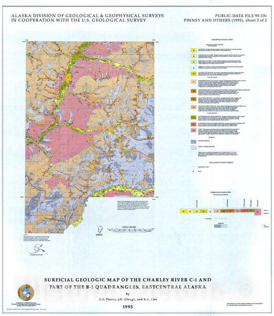 Map : Surficial geologic map of the Charley River C-1 and part of the B-1 Quadrangle, east-central Alaska, 1995 Cartography Wall Art :
