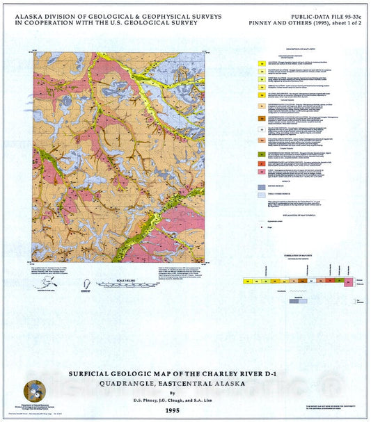 Map : Surficial geologic map of the Charley River D-1 Quadrangle east-central Alaska, 1995 Cartography Wall Art :