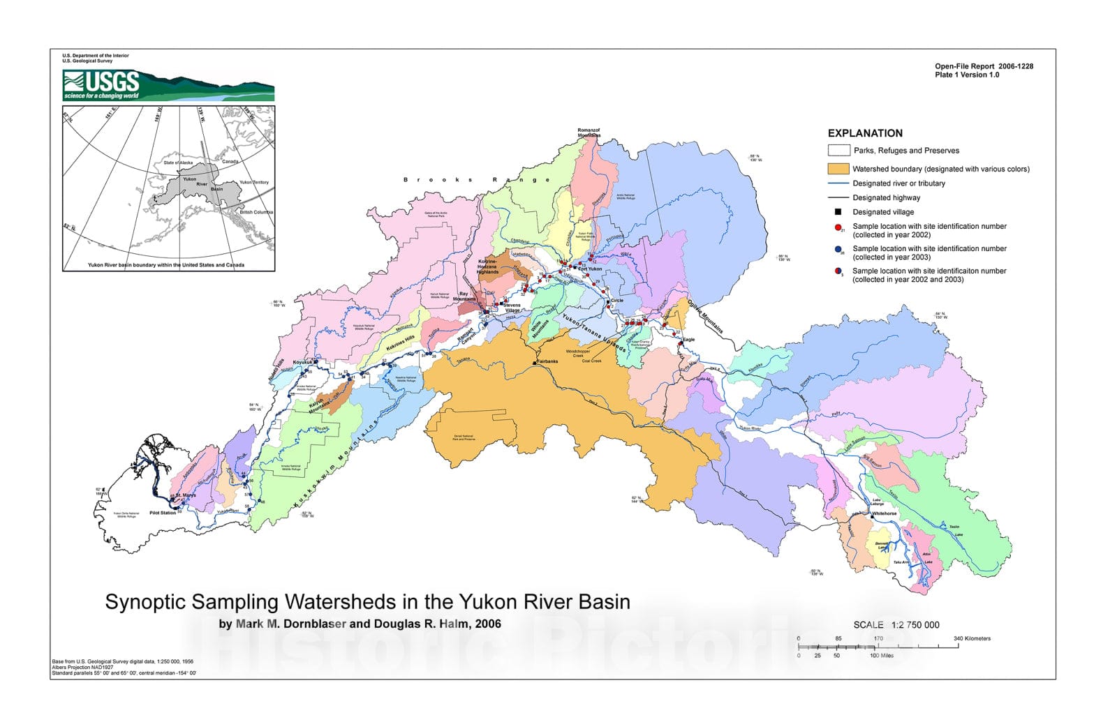 Map : Water and sediment quality of the Yukon River and its tributaries, from Eagle to St. Marys, Alaska, 2002-2003, 2006 Cartography Wall Art :