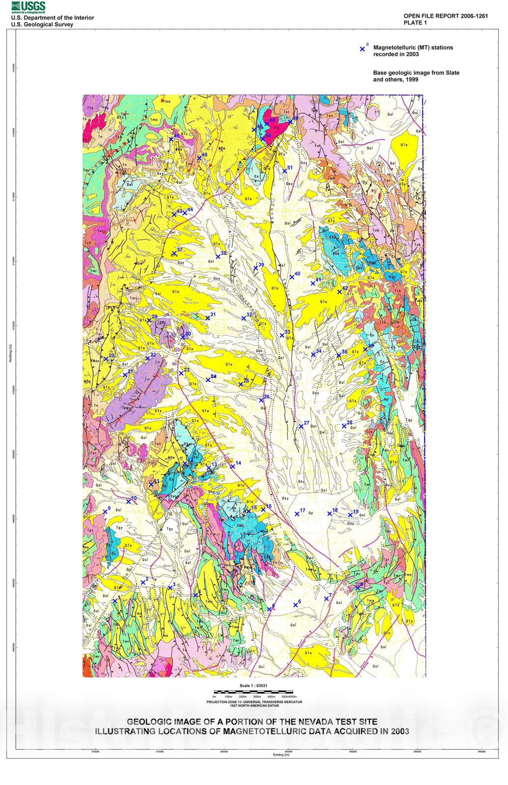 Map : Deep resistivity structure of Yucca Flat, Nevada Test Site, Nevada, 2006 Cartography Wall Art :
