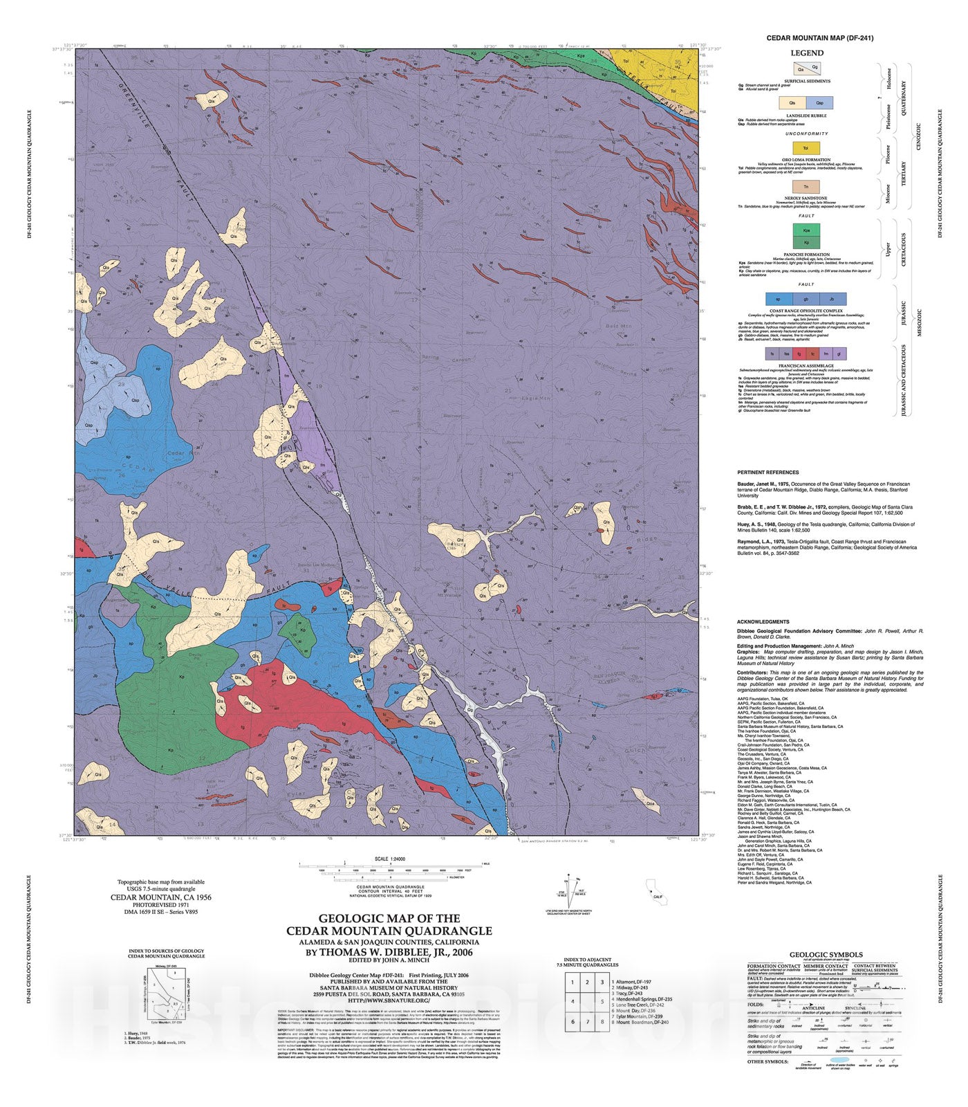 Map : Geologic map of the Cedar Mountain quadrangle, Alameda & San Joaquin Counties, California, 2006 Cartography Wall Art :