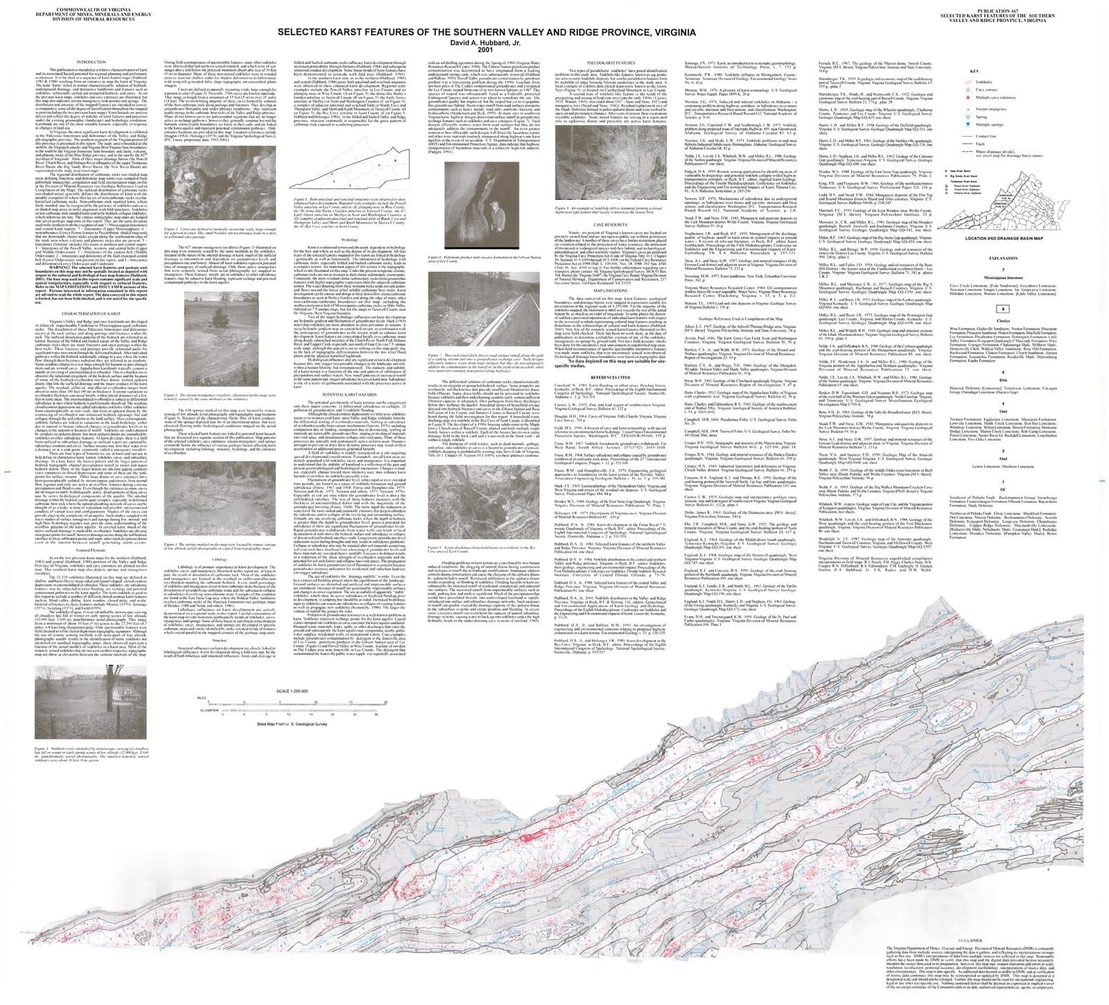 Map : Selected karst features of the southern Valley and Ridge Province, Virginia, 2001 Cartography Wall Art :